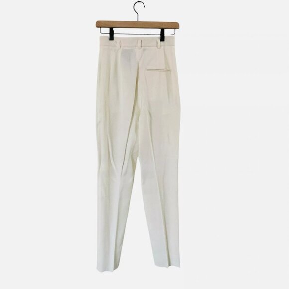 NWT Max Mara Size 2 Briose White Ivory Wool Trousers Belt Tapered High Rise $545 - Picture 3 of 5